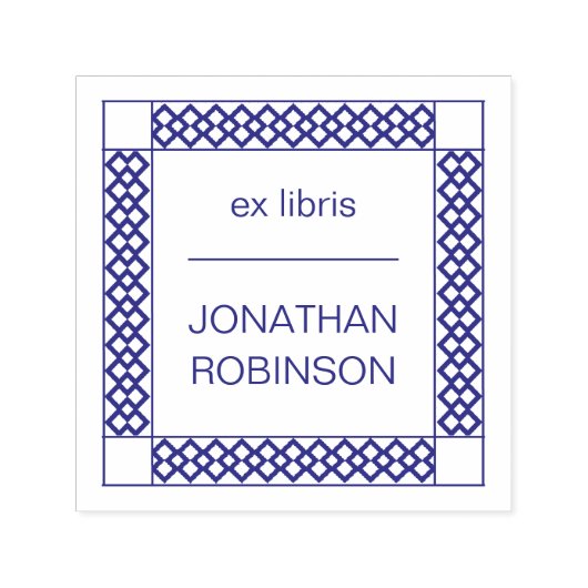 Moderne Violet Geometrische Ex Libris Aangepaste N Zelfinktende Stempel (Design)