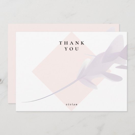 Moderne Violet Lavendel & Perzik Kleur Blank Bedankkaart (Voorkant / Achterkant)