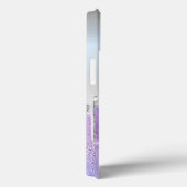 Moderne violetglitterschijven, zilver, monogram Case-Mate iPhone case (Achterkant / Rechts)