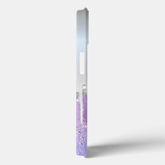 Moderne violetglitterschijven, zilver, monogram Case-Mate iPhone case (Achterkant / Rechts)