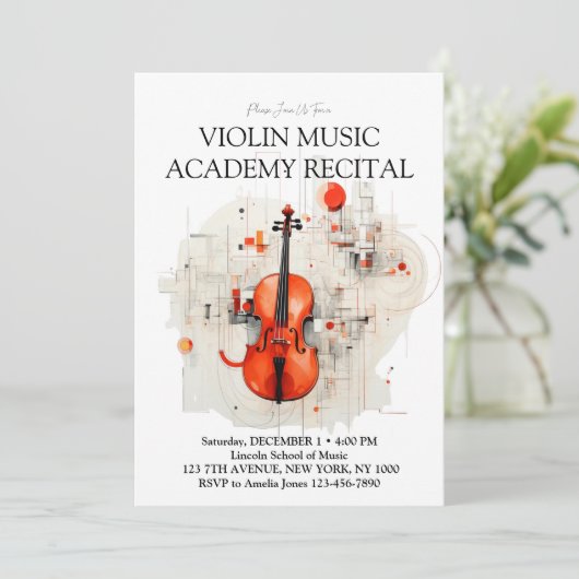 Moderne Vioolmuziek Academie Speciale Recital Kaart (Staand voorkant)