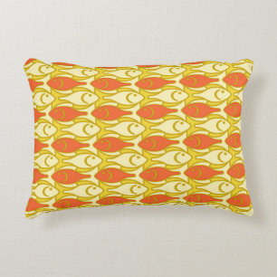 Moderne vis uit de middeleeuwen, geel en Oranje Decoratief Kussen