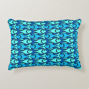 Moderne vis uit de middeleeuwen, Turquoise en Aqua Accent Kussen