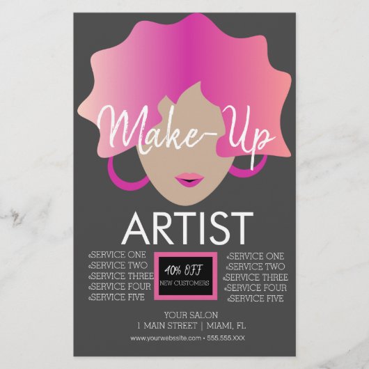 Moderne Visagist Roze Flyer (Voorkant)