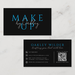 Moderne Visagist Zwart Blauw QR-code  Visitekaartje