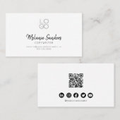 Moderne Visitekaartje voor QR-CODE in zwart-wit en (Voorkant / Achterkant)