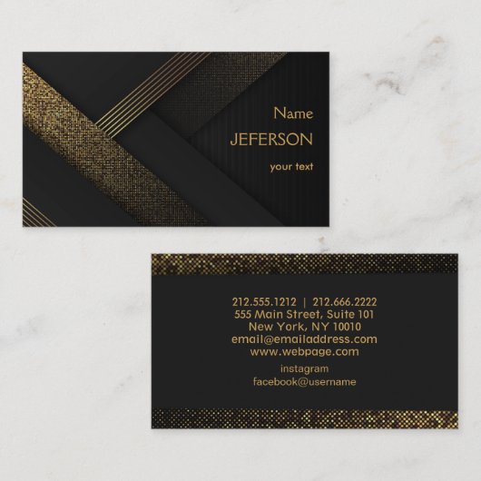 Moderne Visitekaartje voor zwart en goud (Voorkant / Achterkant)