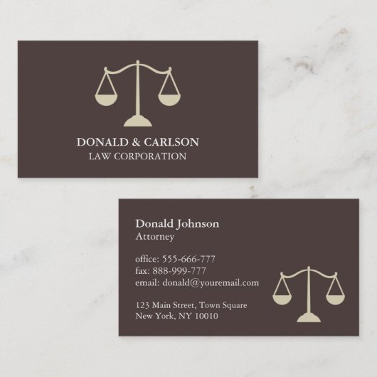 Moderne Visitekaartjes van de procureur van justit (Voorkant / Achterkant)