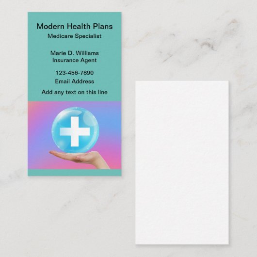 Moderne Visitekaartjes voor een ziekteverzekerings (Voorkant / Achterkant)