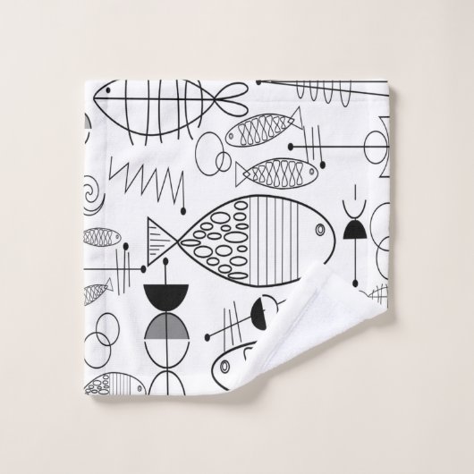 Moderne viskunst uit de midden eeuw washandje (Wasdoekje)