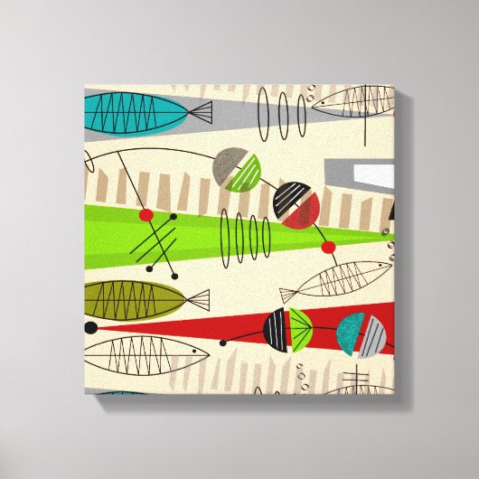 Moderne viskunst uit het midden van de eeuw Abstra Canvas Afdruk (Voorkant)