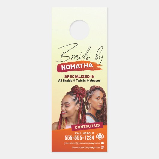 Moderne vlechtsalon vlechtstyliste Haarstylist (Voorkant)