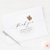 Moderne Vlinder Bruiloft Feest Ronde Sticker (Envelop)