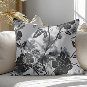 Moderne vlinder Floral Noir Kussen