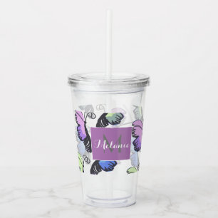 Moderne Vlinder Kleurrijke Doodles Acryl Drinkbeker