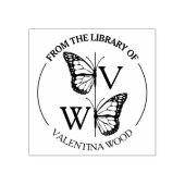 Moderne Vlinder Monogram Bibliotheekboek Rubberstempel (Afrduk)