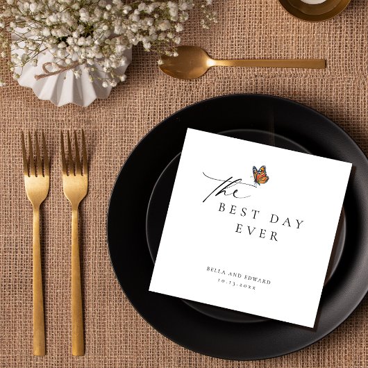 Moderne vlinderbruiloft servet