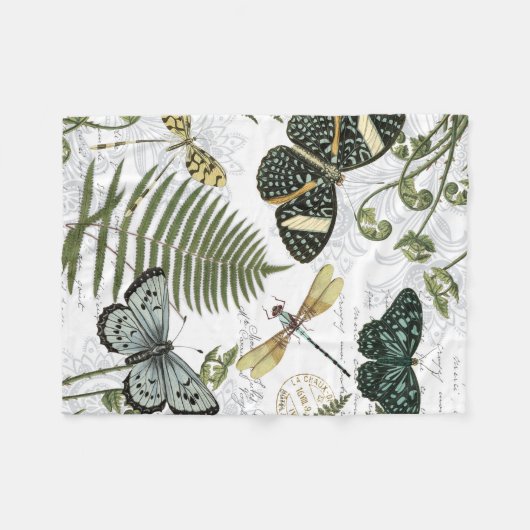 moderne  vlinders en libellen fleece deken (Voorkant (Horizontaal))