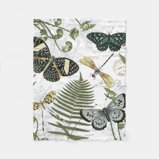 moderne  vlinders en libellen fleece deken (Voorkant)