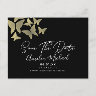 Moderne Vlinders Nep Goud Save the Date Briefkaart