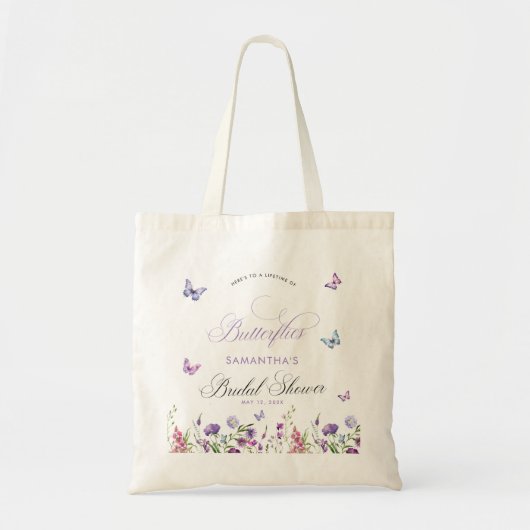 Moderne Vlinders Wilde Bloemen Bruidsdiner Tote Bag (Voorkant)