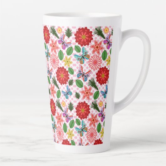 Moderne Vlindertuin Bloem Latte Mok (Rechts)