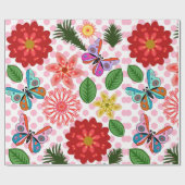 Moderne Vlindertuin Bloem Lentetuin Cadeaupapier (Vlak)