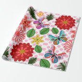 Moderne Vlindertuin Bloem Lentetuin Cadeaupapier (Uitgerold)