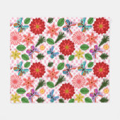Moderne Vlindertuin Bloemstuk Fleece Deken (Voorkant (Horizontaal))