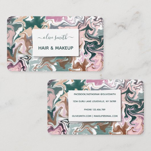 Moderne vloeibare kunst acryl visitekaartje (Voorkant / Achterkant)