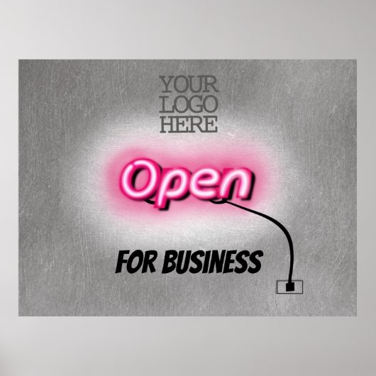 Moderne Voeg Logo open roze neonteken toe Poster (Voorkant)
