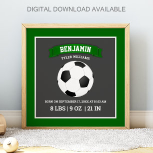 Moderne Voetbal Baby Geboorte Stats Poster