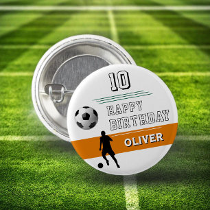 Moderne voetballer Silhouette Happy Birthday Ronde Button 3,2 Cm