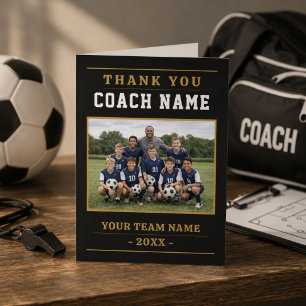 Moderne Voetbalteamfoto Coach Bedankkaart