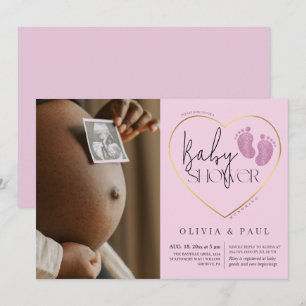 Moderne Voeten Roze Glitters Baby Meisje Shower Kaart