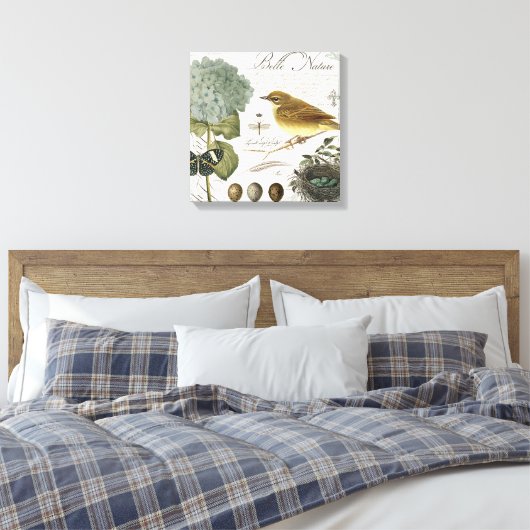 moderne  vogel en nest canvas afdruk (Insitu (Slaapkamer))