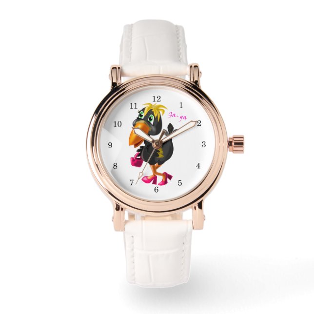 Moderne Vogel Grappige Horloge (Voorkant)