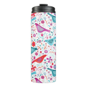 Moderne Vogel Waterverf Thermosbeker