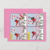 Moderne vogelparing roept Comic Briefkaart (Voorkant / Achterkant)