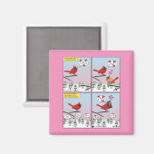 Moderne vogelparing roept Comic Magneet (Voorkant / Achterkant)