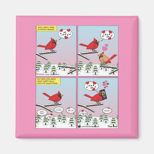 Moderne vogelparing roept Comic Magneet (Voorkant)
