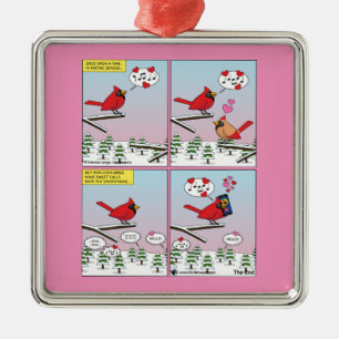 Moderne vogelparing roept Comic Metalen Ornament