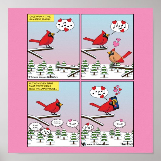 Moderne vogelparing roept Comic Poster (Voorkant)