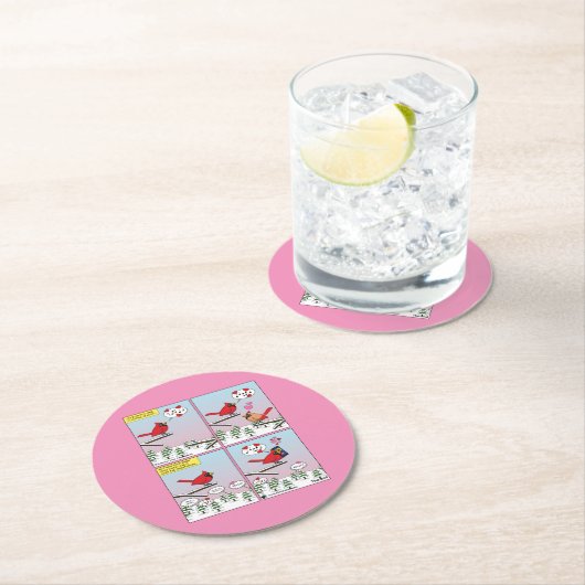 Moderne vogelparing roept Comic Ronde Kartonnen Onderzetter (Insitu)