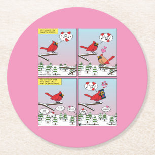 Moderne vogelparing roept Comic Ronde Kartonnen Onderzetter