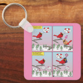 Moderne vogelparing roept Comic Sleutelhanger (Voorkant)