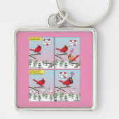 Moderne vogelparing roept Comic Sleutelhanger (Voorkant)