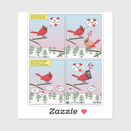 Moderne vogelparing roept Comic Sticker (Vel)