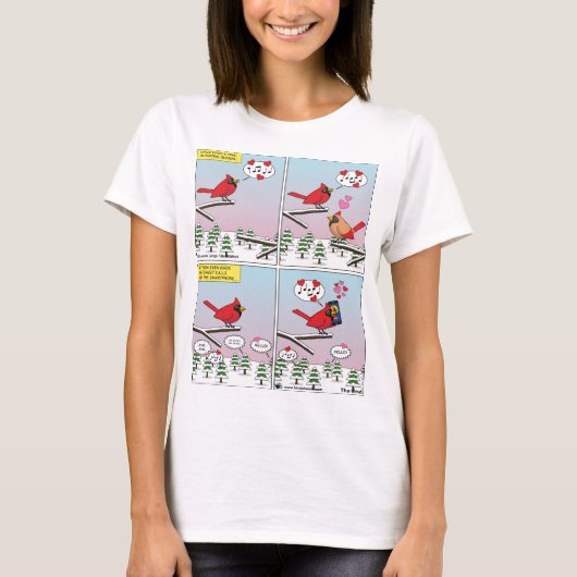 Moderne vogelparing roept Comic T-shirt (Voorkant)