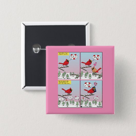 Moderne vogelparing roept Comic Vierkante Button 5,1 Cm (Voorkant /achterkant)
